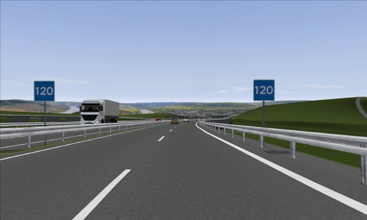 Teoritest – motorvej med anbefalet hastighedstavle