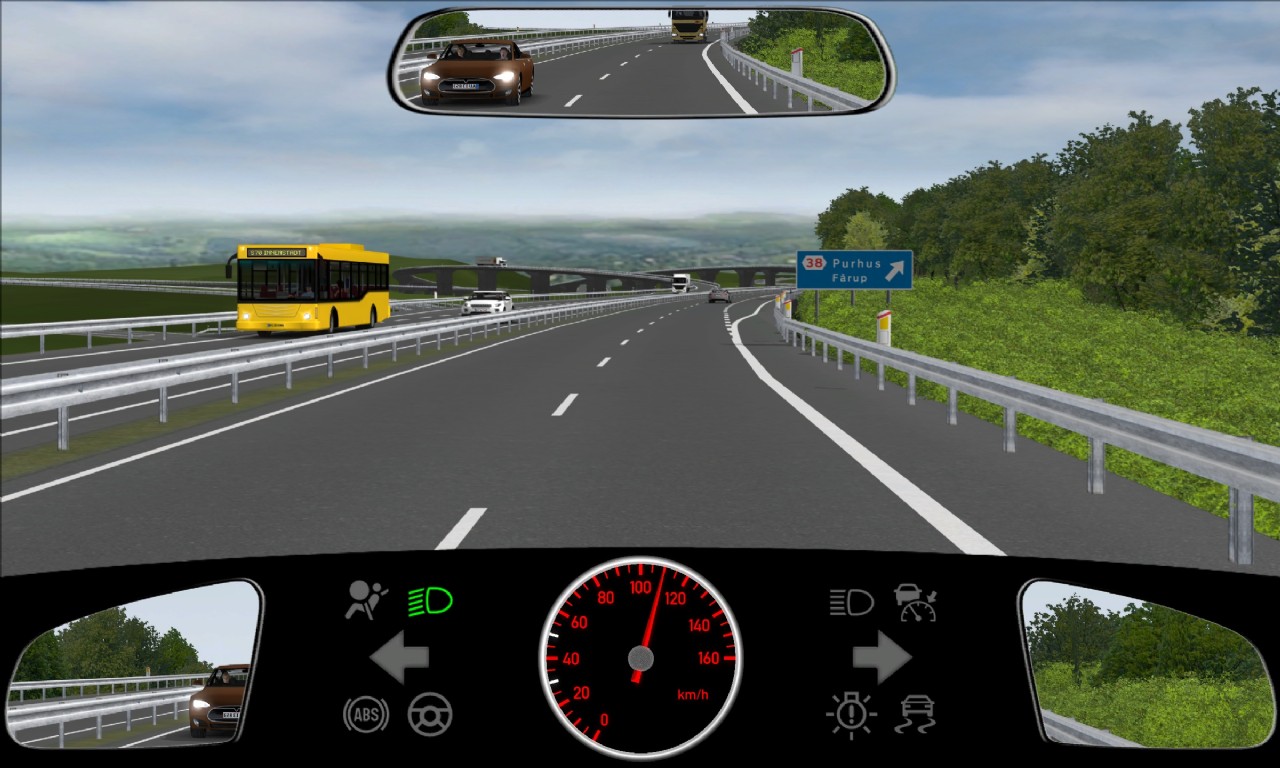 Bil på vej mod frakørselsbane i motorvejssituation